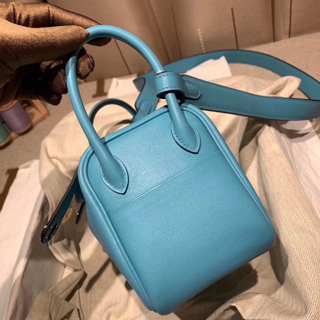 에르메스 미니 린디백19 노드블루 금장